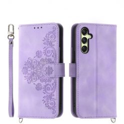 Samsung Galaxy A16 4G/5G / Samsung Galaxy A17 5G Peňaženkové puzdro Embossing Pattern Flowery Mandala fialové | Lacné Kryty Lacné Kryty | Samsung Galaxy A16 4G/5G / Samsung Galaxy A17 5G Peňaženkové puzdro Embossing Pattern Flowery Mandala fialové | Lacné Kryty