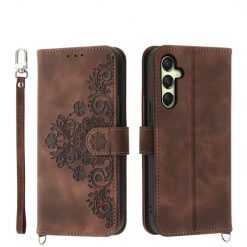 Lacné Kryty | Samsung Galaxy A16 4G/5G / Samsung Galaxy A17 5G Peňaženkové puzdro Embossing Pattern Flowery Mandala hnedé | Lacné Kryty