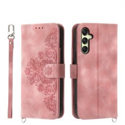 Lacné Kryty | Samsung Galaxy A16 4G/5G / Samsung Galaxy A17 5G Peňaženkové puzdro Embossing Pattern Flowery Mandala ružové | Lacné Kryty