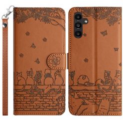 Samsung Galaxy A16 4G/5G Peňaženkové puzdro Embossing Pattern Mačky hnedé | Lacné Kryty Lacné Kryty | Samsung Galaxy A16 4G/5G Peňaženkové puzdro Embossing Pattern Mačky hnedé | Lacné Kryty