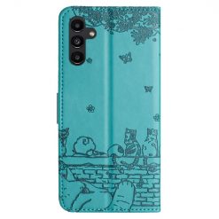 Lacné Kryty | Samsung Galaxy A16 4G/5G Peňaženkové puzdro Embossing Pattern Mačky modré | Lacné Kryty