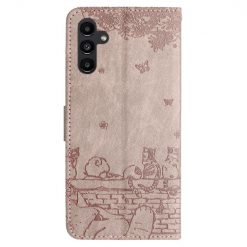 Lacné Kryty | Peňaženkové puzdro Embossing Pattern Mačky sivé – Samsung Galaxy S24 FE | Lacné Kryty