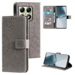 Lacné Kryty | Peňaženkové puzdro Embossing Pattern Mandala Flower sivé – Xiaomi 14T Pro | Lacné Kryty