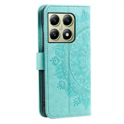 Lacné Kryty | Peňaženkové puzdro Embossing Pattern Mandala Flower zelené – Xiaomi 14T | Lacné Kryty