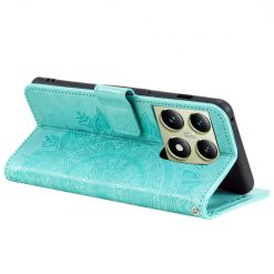 Lacné Kryty | Peňaženkové puzdro Embossing Pattern Mandala Flower zelené – Xiaomi 14T | Lacné Kryty