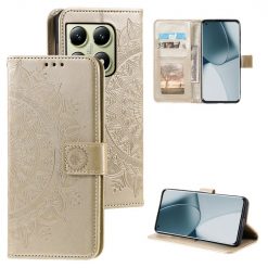 Lacné Kryty | Peňaženkové puzdro Embossing Pattern Mandala Flower zlaté – Xiaomi 14T | Lacné Kryty