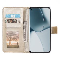 Lacné Kryty | Peňaženkové puzdro Embossing Pattern Mandala Flower zlaté – Xiaomi 14T | Lacné Kryty
