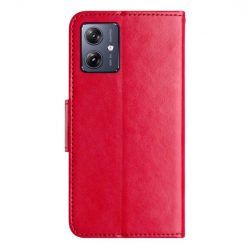 Lacné Kryty | Peňaženkové puzdro Embossing Pattern Motýľ a kvet červené – Motorola Moto G35 5G | Lacné Kryty