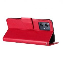 Lacné Kryty | Peňaženkové puzdro Embossing Pattern Motýľ a kvet červené – Motorola Moto G35 5G | Lacné Kryty