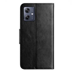 Lacné Kryty | Peňaženkové puzdro Embossing Pattern Motýľ a kvet čierne – Motorola Moto G35 5G | Lacné Kryty