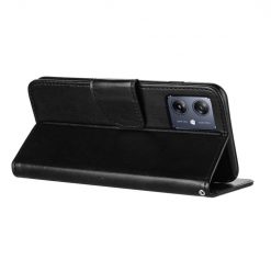 Lacné Kryty | Peňaženkové puzdro Embossing Pattern Motýľ a kvet čierne – Motorola Moto G35 5G | Lacné Kryty