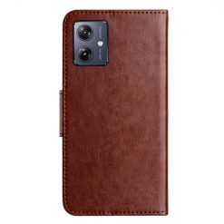 Lacné Kryty | Peňaženkové puzdro Embossing Pattern Motýľ a kvet hnedé – Motorola Moto G55 5G | Lacné Kryty