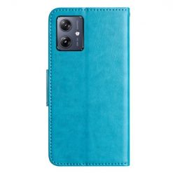 Lacné Kryty | Peňaženkové puzdro Embossing Pattern Motýľ a kvet modré – Motorola Moto G55 5G | Lacné Kryty