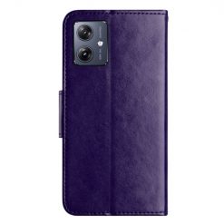 Lacné Kryty | Peňaženkové puzdro Embossing Pattern Motýľ a kvet tmavofialové – Motorola Moto G35 5G | Lacné Kryty