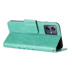 Lacné Kryty | Peňaženkové puzdro Embossing Pattern Motýľ a kvet zelené – Motorola Moto G35 5G | Lacné Kryty