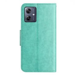Lacné Kryty | Peňaženkové puzdro Embossing Pattern Motýľ a kvet zelené – Motorola Moto G55 5G | Lacné Kryty