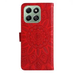 Lacné Kryty | Peňaženkové puzdro Embossing Pattern Slnečnica červené – Honor X6b | Lacné Kryty