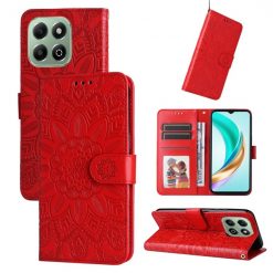 Lacné Kryty | Peňaženkové puzdro Embossing Pattern Slnečnica červené – Honor X6b | Lacné Kryty