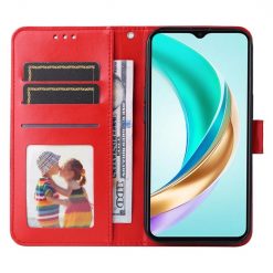 Lacné Kryty | Peňaženkové puzdro Embossing Pattern Slnečnica červené – Honor X6b | Lacné Kryty