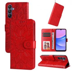 Samsung Galaxy A16 4G/5G / Samsung Galaxy A17 5G Peňaženkové puzdro Embossing Pattern Slnečnica červené | Lacné Kryty Lacné Kryty | Samsung Galaxy A16 4G/5G / Samsung Galaxy A17 5G Peňaženkové puzdro Embossing Pattern Slnečnica červené | Lacné Kryty