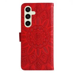 Lacné Kryty | Peňaženkové puzdro Embossing Pattern Slnečnica červené – Samsung Galaxy S24 FE | Lacné Kryty