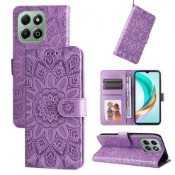 Peňaženkové puzdro Embossing Pattern Slnečnica fialové – Honor X6b | Lacné Kryty Lacné Kryty | Peňaženkové puzdro Embossing Pattern Slnečnica fialové – Honor X6b | Lacné Kryty