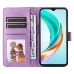 Peňaženkové puzdro Embossing Pattern Slnečnica fialové – Honor X6b | Lacné Kryty Lacné Kryty | Peňaženkové puzdro Embossing Pattern Slnečnica fialové – Honor X6b | Lacné Kryty