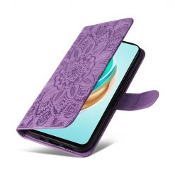 Peňaženkové puzdro Embossing Pattern Slnečnica fialové – Honor X6b | Lacné Kryty Lacné Kryty | Peňaženkové puzdro Embossing Pattern Slnečnica fialové – Honor X6b | Lacné Kryty