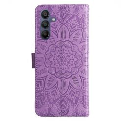 Lacné Kryty | Samsung Galaxy A16 4G/5G / Samsung Galaxy A17 5G Peňaženkové puzdro Embossing Pattern Slnečnica fialové | Lacné Kryty