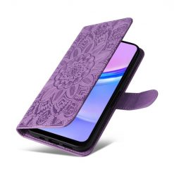 Lacné Kryty | Samsung Galaxy A16 4G/5G / Samsung Galaxy A17 5G Peňaženkové puzdro Embossing Pattern Slnečnica fialové | Lacné Kryty