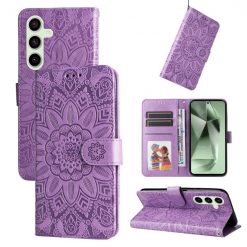 Peňaženkové puzdro Embossing Pattern Slnečnica fialové – Samsung Galaxy S24 FE | Lacné Kryty Lacné Kryty | Peňaženkové puzdro Embossing Pattern Slnečnica fialové – Samsung Galaxy S24 FE | Lacné Kryty