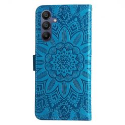 Lacné Kryty | Samsung Galaxy A16 4G/5G / Samsung Galaxy A17 5G Peňaženkové puzdro Embossing Pattern Slnečnica modré | Lacné Kryty