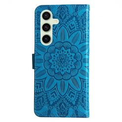 Lacné Kryty | Peňaženkové puzdro Embossing Pattern Slnečnica modré – Samsung Galaxy S24 FE | Lacné Kryty