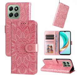 Lacné Kryty | Peňaženkové puzdro Embossing Pattern Slnečnica ružové – Honor X6b | Lacné Kryty