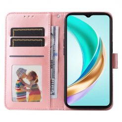 Lacné Kryty | Peňaženkové puzdro Embossing Pattern Slnečnica ružové – Honor X6b | Lacné Kryty