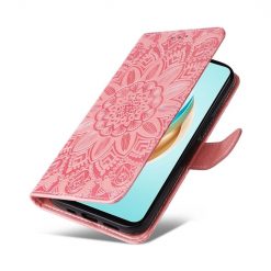 Lacné Kryty | Peňaženkové puzdro Embossing Pattern Slnečnica ružové – Honor X6b | Lacné Kryty