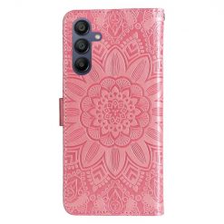 Lacné Kryty | Samsung Galaxy A16 4G/5G / Samsung Galaxy A17 5G Peňaženkové puzdro Embossing Pattern Slnečnica ružové | Lacné Kryty