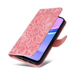 Lacné Kryty | Samsung Galaxy A16 4G/5G / Samsung Galaxy A17 5G Peňaženkové puzdro Embossing Pattern Slnečnica ružové | Lacné Kryty