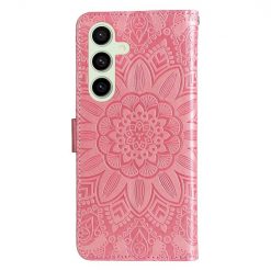 Lacné Kryty | Peňaženkové puzdro Embossing Pattern Slnečnica ružové – Samsung Galaxy S24 FE | Lacné Kryty