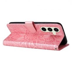 Lacné Kryty | Peňaženkové puzdro Embossing Pattern Slnečnica ružové – Samsung Galaxy S24 FE | Lacné Kryty