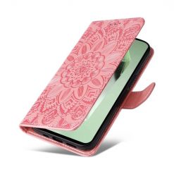 Lacné Kryty | Peňaženkové puzdro Embossing Pattern Slnečnica ružové – Samsung Galaxy S24 FE | Lacné Kryty
