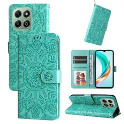 Lacné Kryty | Peňaženkové puzdro Embossing Pattern Slnečnica zelené – Honor X6b | Lacné Kryty