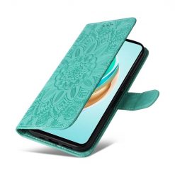 Lacné Kryty | Peňaženkové puzdro Embossing Pattern Slnečnica zelené – Honor X6b | Lacné Kryty