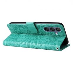 Lacné Kryty | Samsung Galaxy A16 4G/5G / Samsung Galaxy A17 5G Peňaženkové puzdro Embossing Pattern Slnečnica zelené | Lacné Kryty
