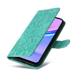 Lacné Kryty | Samsung Galaxy A16 4G/5G / Samsung Galaxy A17 5G Peňaženkové puzdro Embossing Pattern Slnečnica zelené | Lacné Kryty