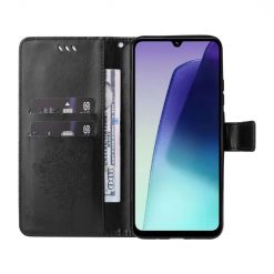 Lacné Kryty | Peňaženkové puzdro Embossing Pattern Strom a mačka čierne – Xiaomi Redmi 14C / Poco C75 | Lacné Kryty