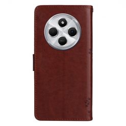 Lacné Kryty | Peňaženkové puzdro Embossing Pattern Strom a mačka hnedé – Xiaomi Redmi 14C / Poco C75 | Lacné Kryty