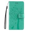 Lacné Kryty | Peňaženkové puzdro Embossing Pattern Strom a mačka tmavoružové – Xiaomi Redmi 14C / Poco C75 | Lacné Kryty