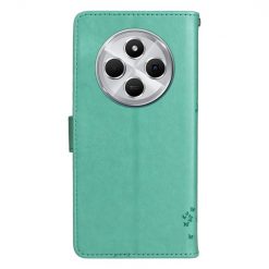 Lacné Kryty | Peňaženkové puzdro Embossing Pattern Strom a mačka zelené – Xiaomi Redmi 14C / Poco C75 | Lacné Kryty