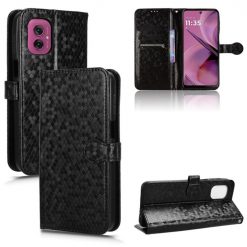 Lacné Kryty | Peňaženkové puzdro Honeycomb Dot Texture Case čierne – Motorola Moto G55 5G | Lacné Kryty
